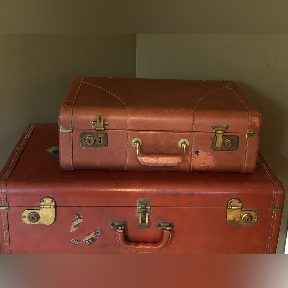 Vintage Hard Shell Leather Suitcase (#2) - Picture 1 of 12